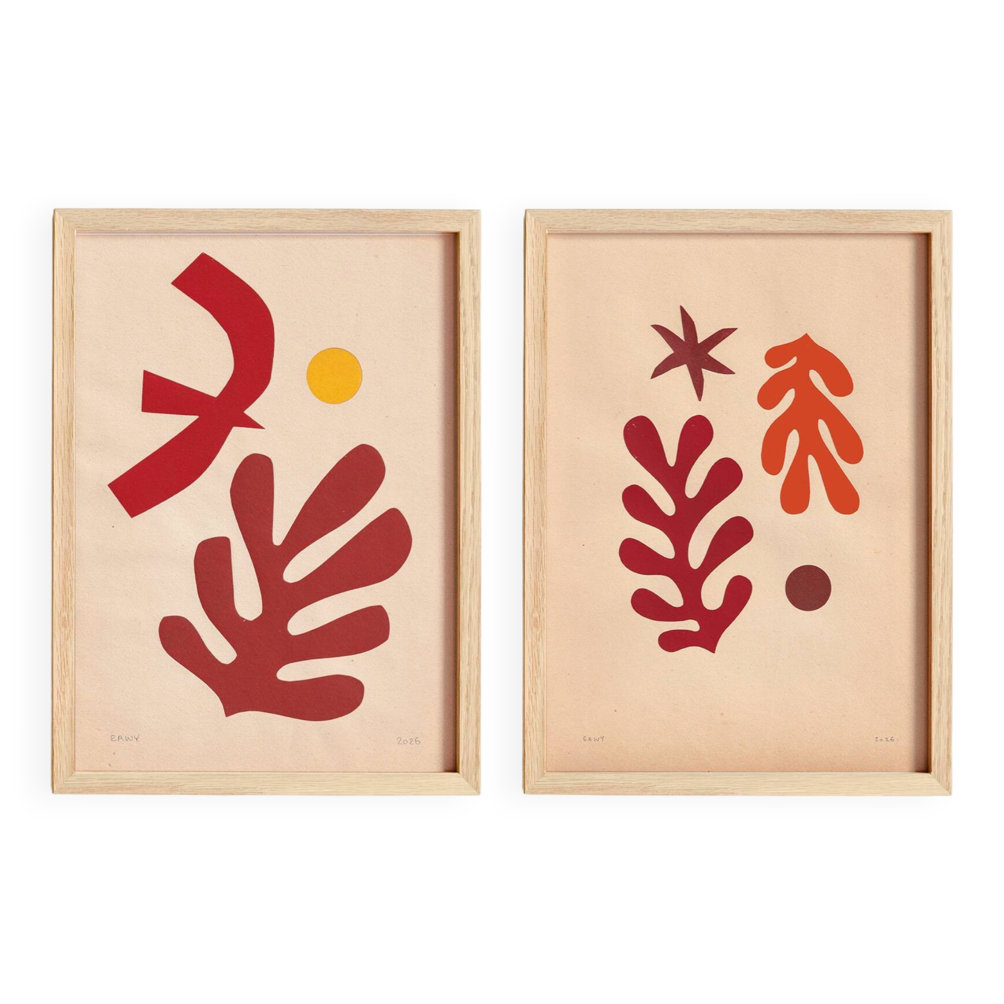 A duo of contemporary collages inspired by Matisse signed eawy.