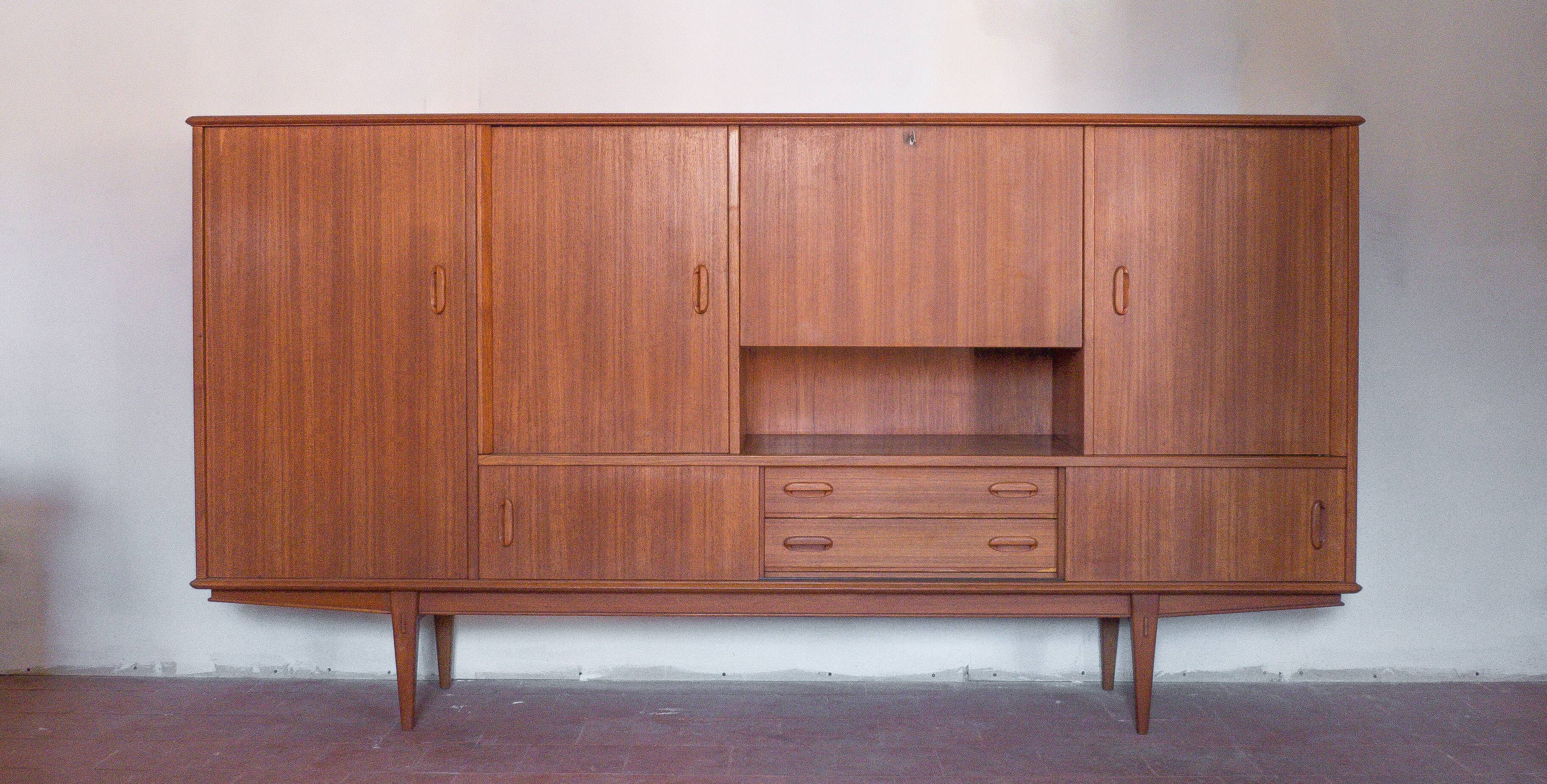Arno wooden sideboard, Scandinavian teak wood sideboard, vintage storage unit