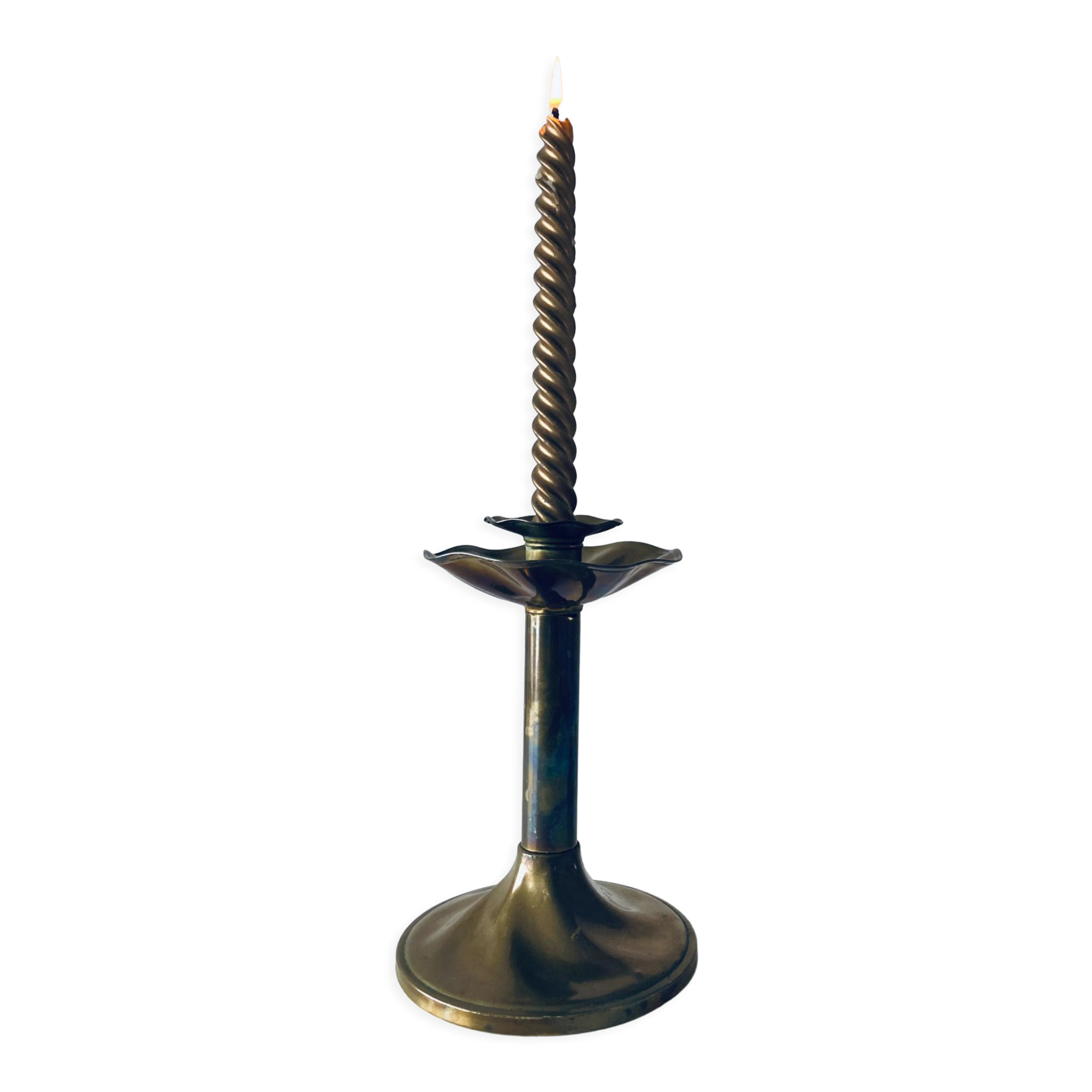 Antique golden brass candle holder