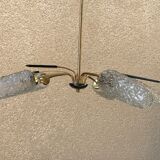 Brass and moulded glass chandelier