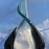 Vase moderniste verre moulé translucide et vert Flavio Poli seguso