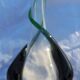 Modernist vase molded glass translucent and green Flavio Poli seguso