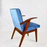 Vintage Ocean Blue Easy Chair attributed to Mieczyslaw Puchala, 1970s