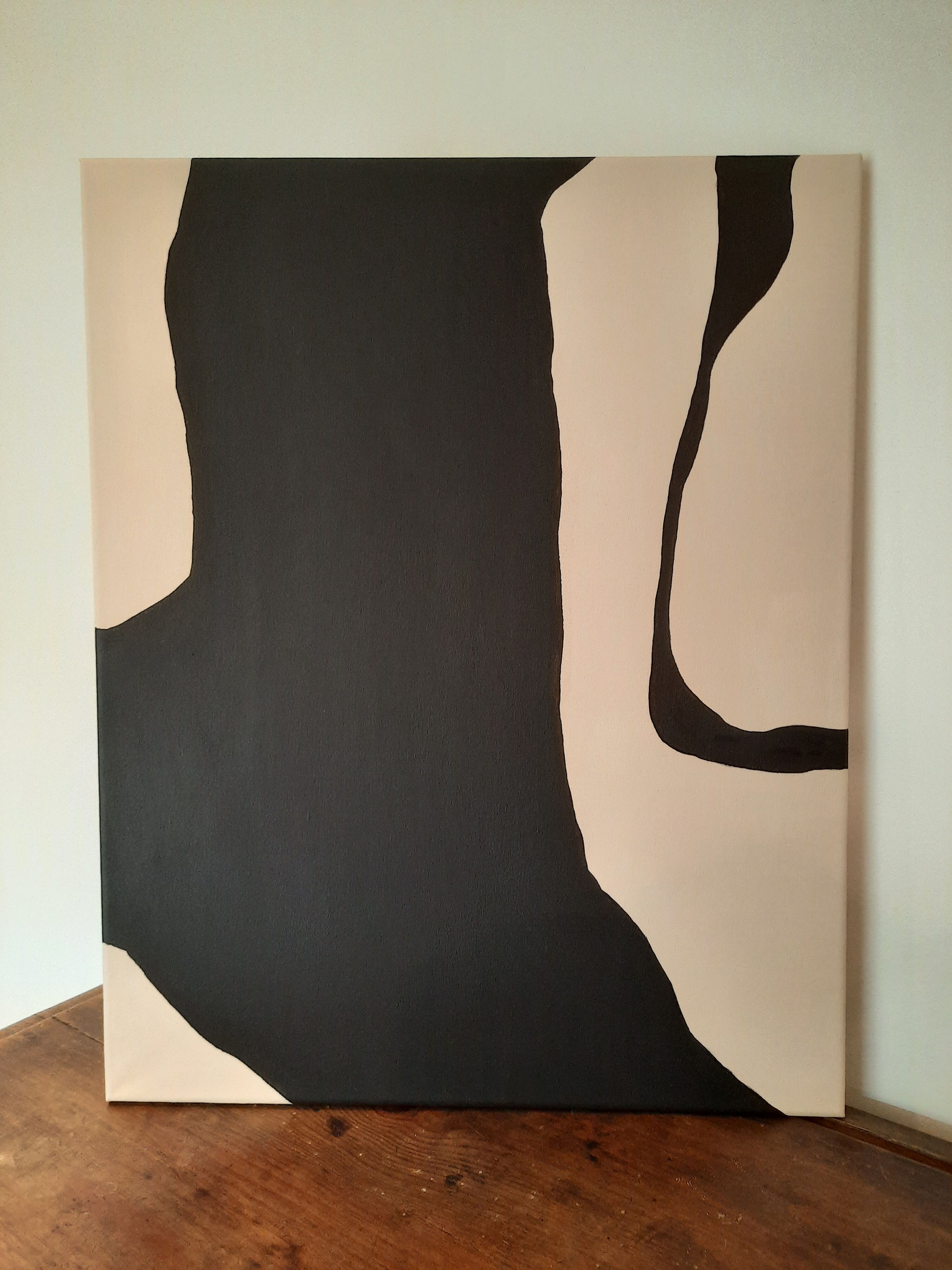 Beige and black abstract painting