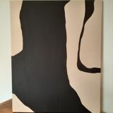 Beige and black abstract painting