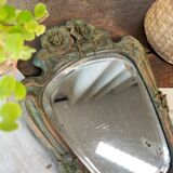 Wooden “hand-held” mirror with MB initials