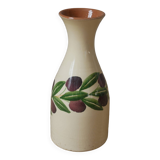 Vintage glazed ceramic vase made in Italy fruit decor handmade pottery jug