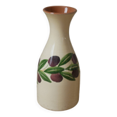 Vintage glazed ceramic vase made in Italy fruit decor handmade pottery jug