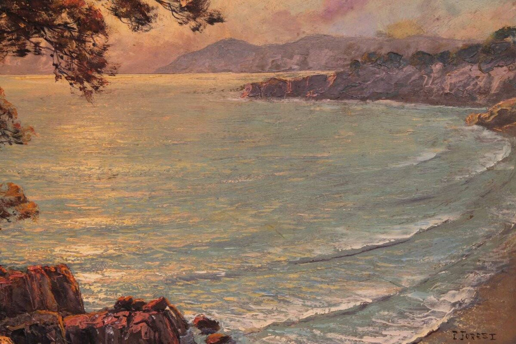 Grande peinture marine de Pierre Forest - Côte d'Azur, années 1920/1930