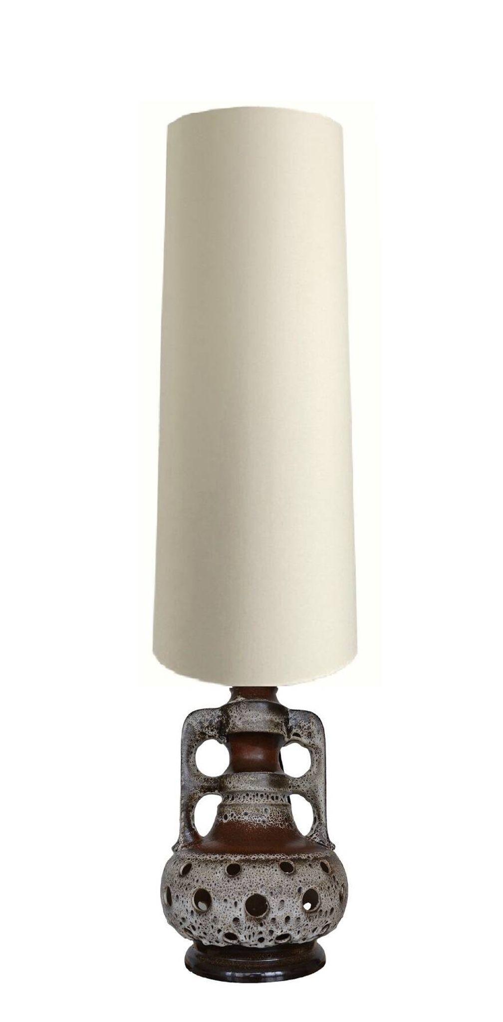 Ecru fabric and ceramic floor lamp, 1970