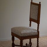 English-style baroque chair with twisted legs in elm, 1920s.