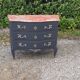 Chest of drawers 3 drawers Louis XV style curved black marble top