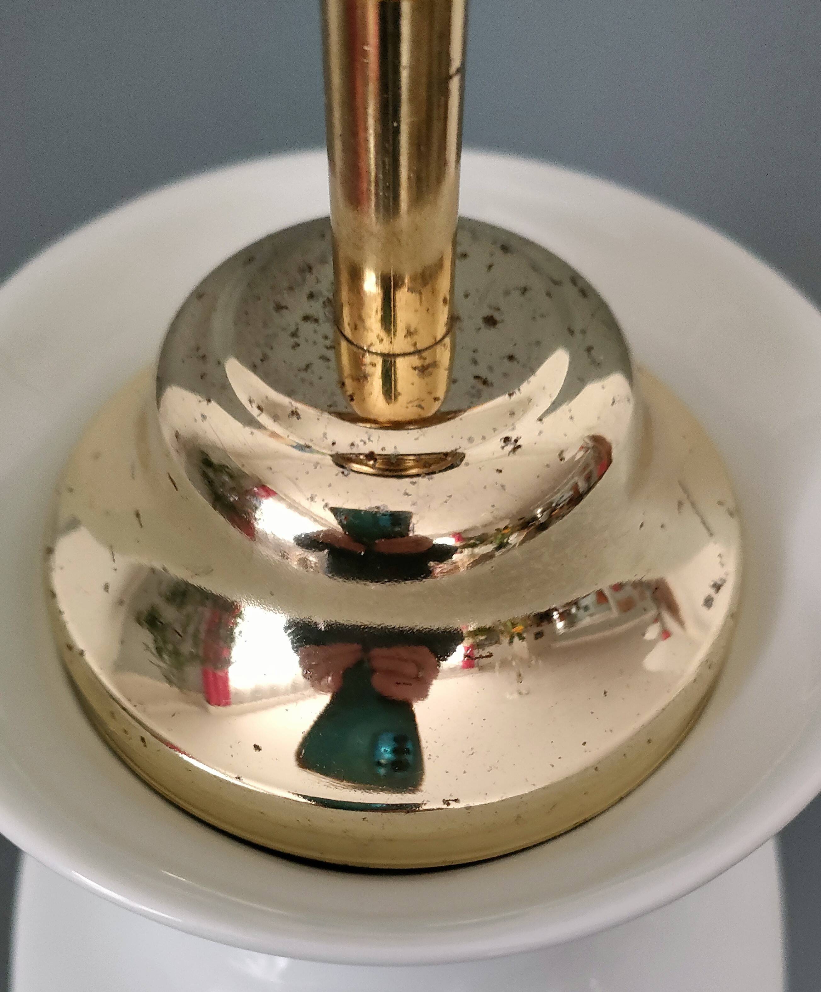 Importante lampe en porcelaine de Chine - blanc émaillé - design 50's