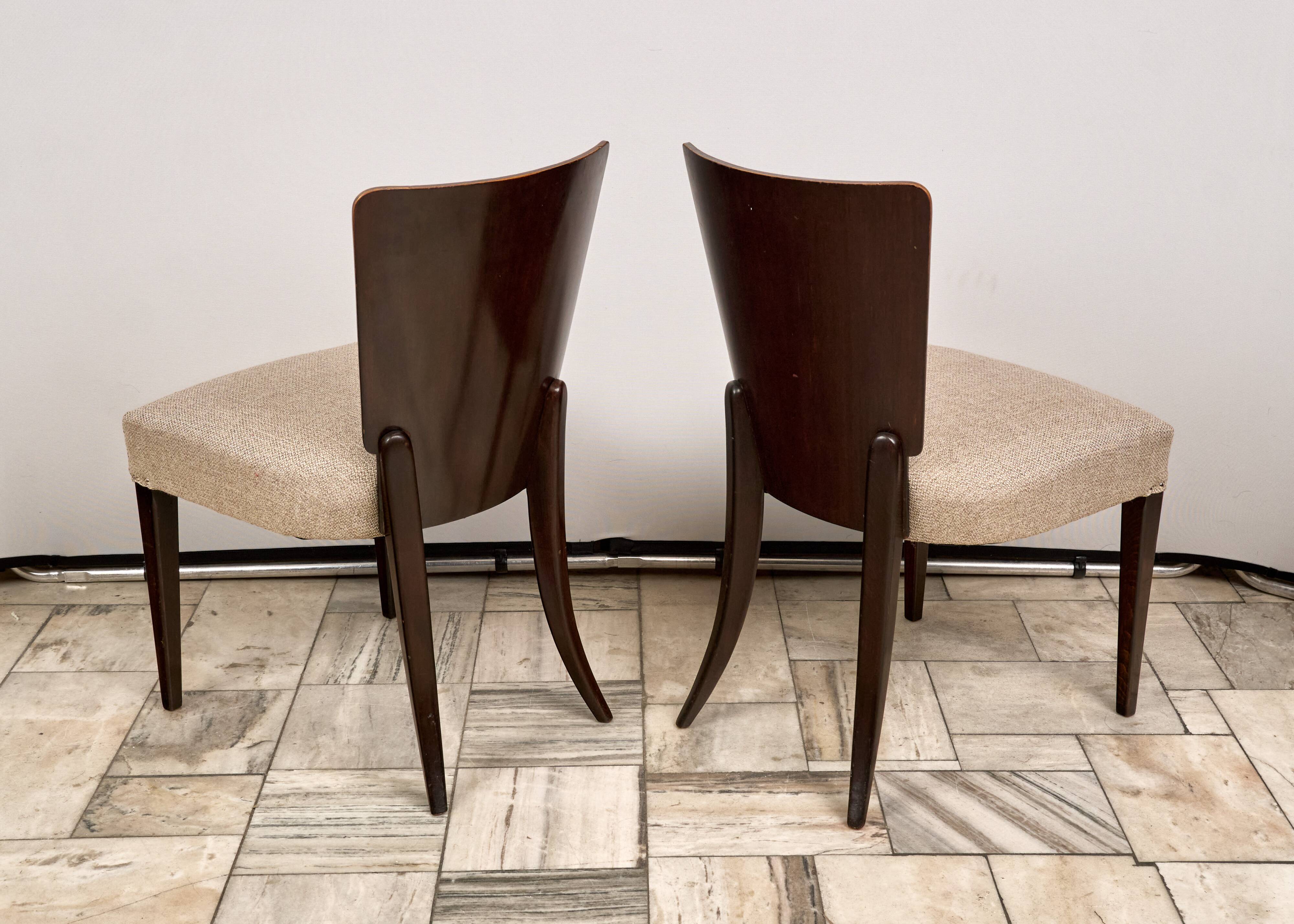 Set of 4 H-214 Dining Chairs by Jindřich Halabala, 1930s, Czechoslovakia