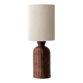 Lampe de table en céramique Trompe L'Oeil avec abat-jour en cordon tissé crème neuf.