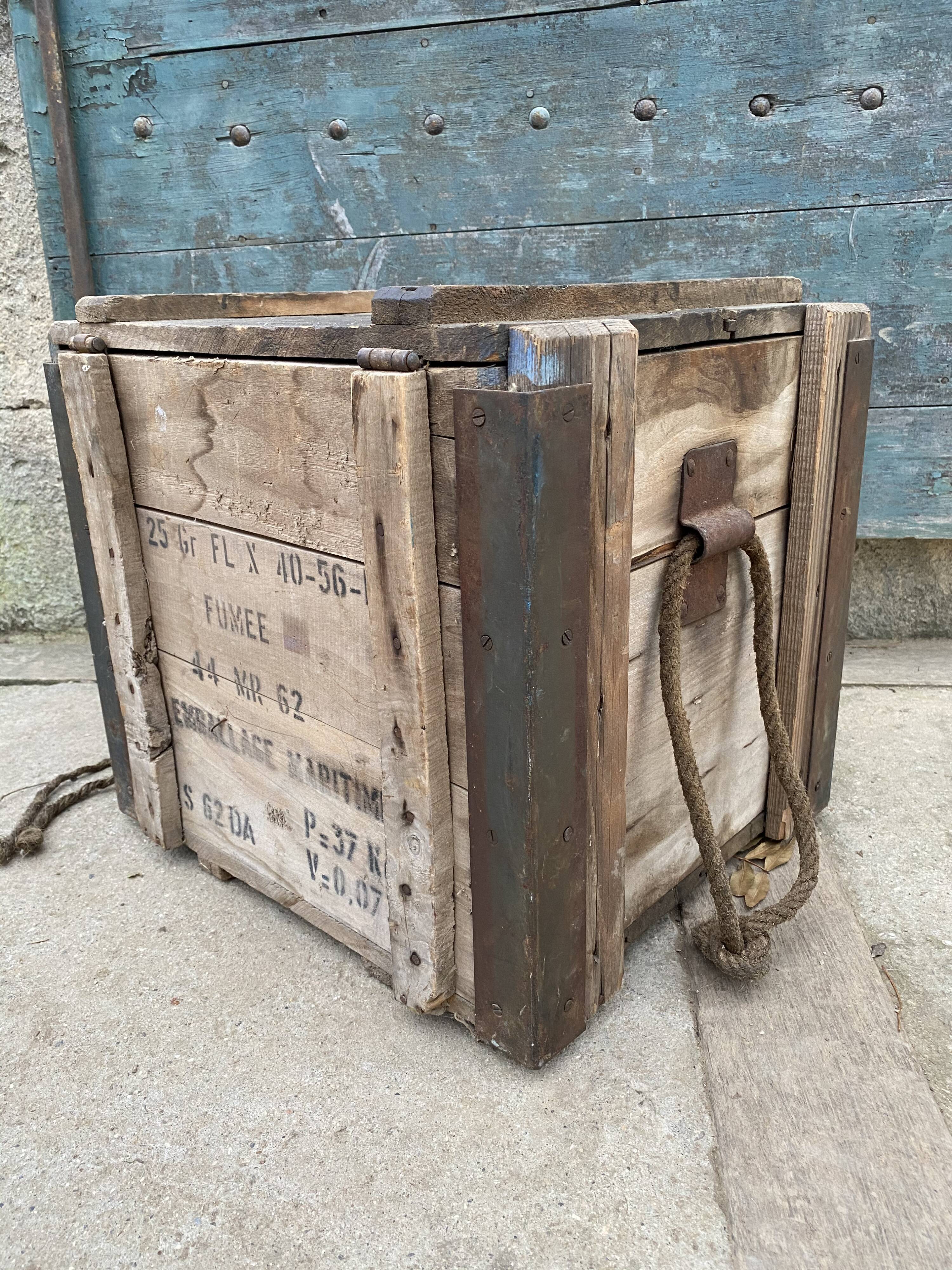 Ancient timber maritime military crate