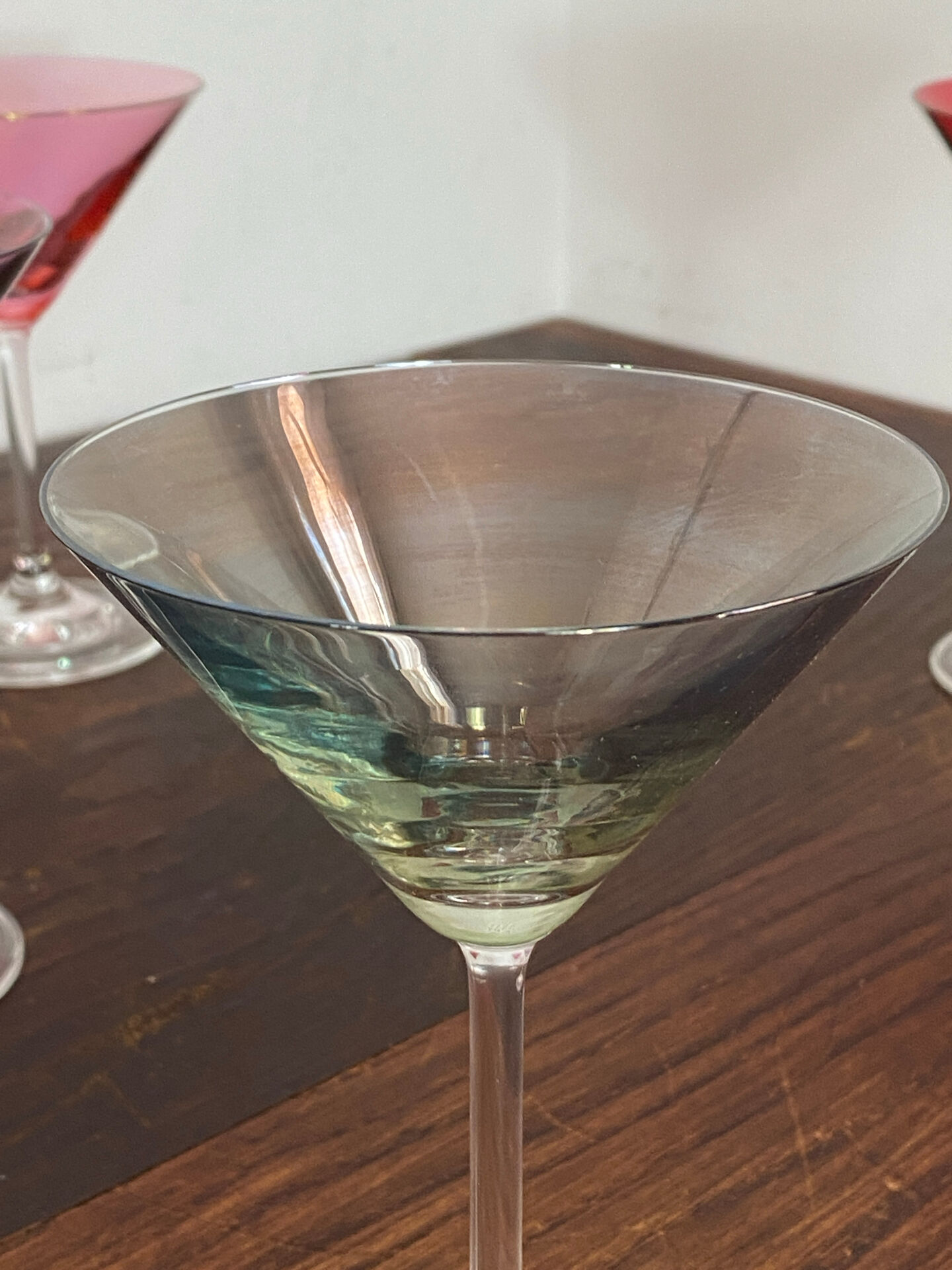 Cocktail glasses in glass