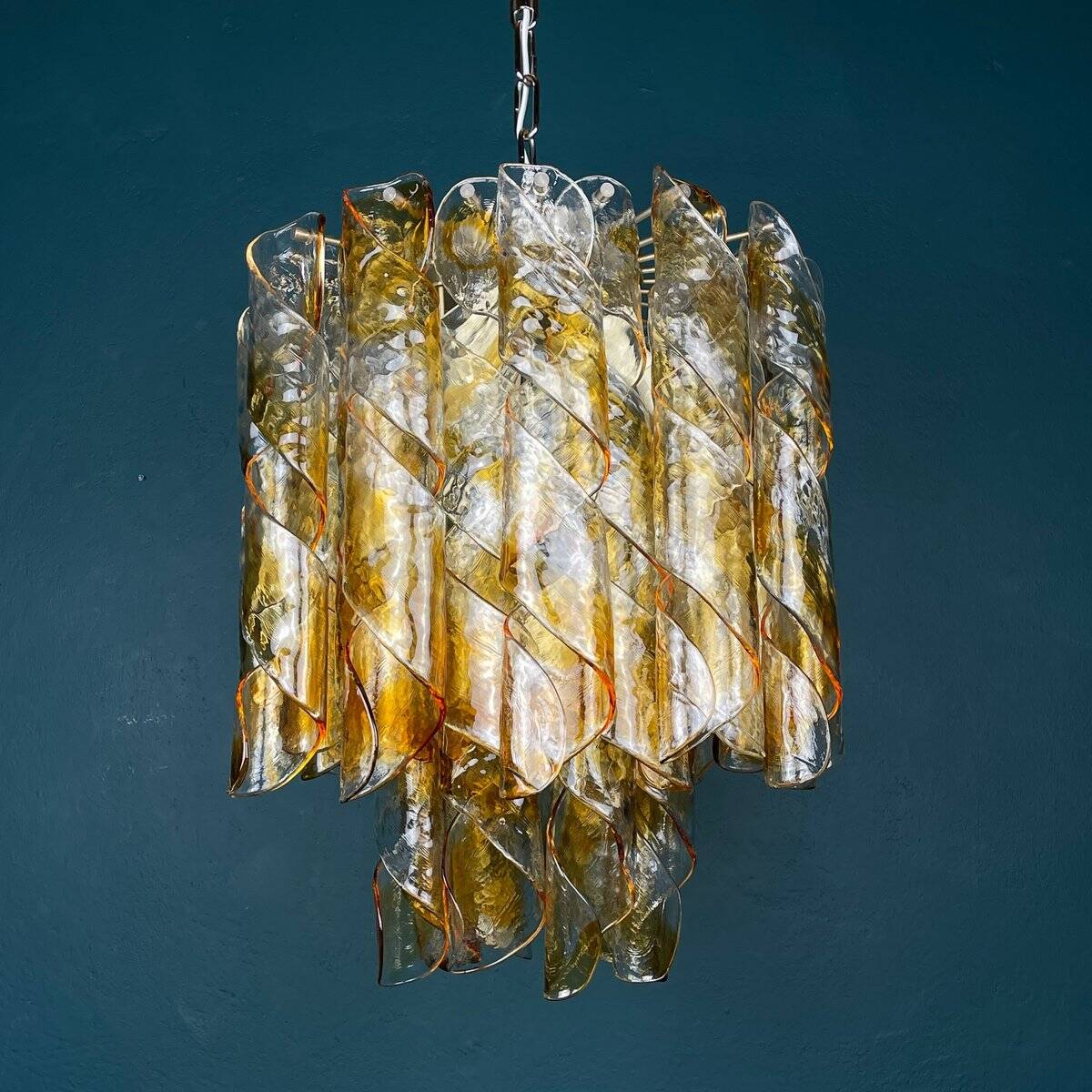 Vintage Murano Torciglioni chandelier by AV Mazzega, Italy, 1970s