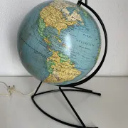 Vintage 1960 globe terrestrial world map Girard Barrère glass - 36 cm