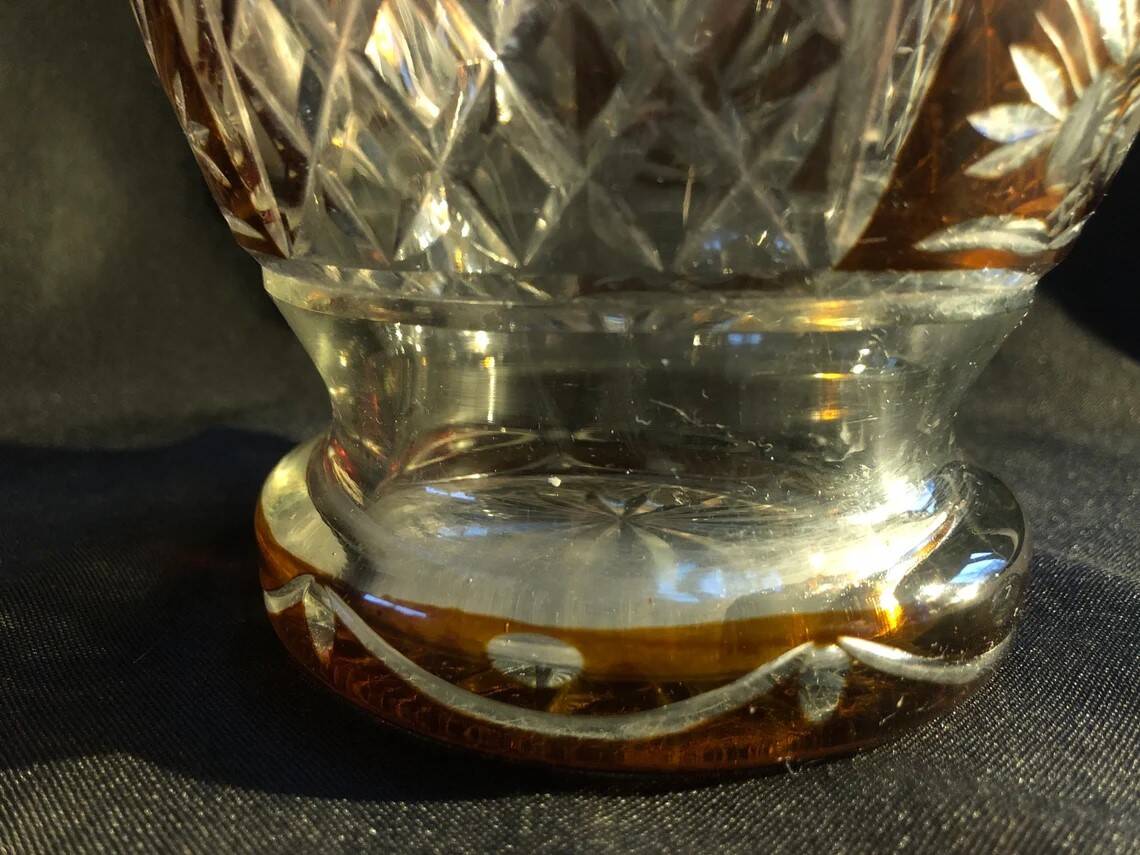 Cut Bohemian crystal vase