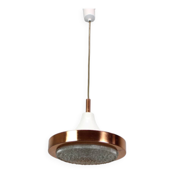 1970s copper and glass pendant lamp, Czechoslovakia