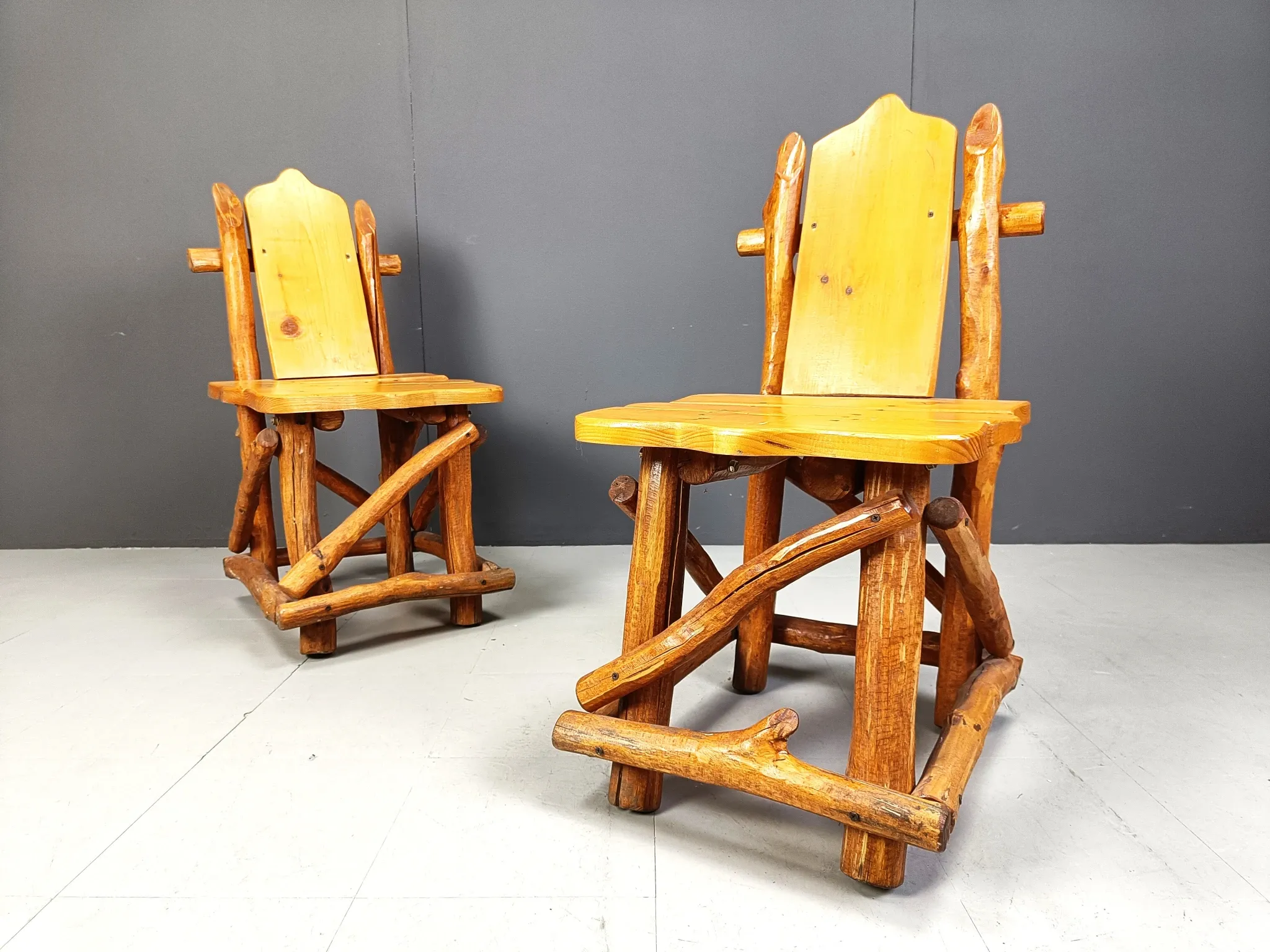 Vintage brutalist dining chairs, set of 4 - 1960s