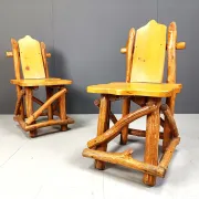Vintage brutalist dining chairs, set of 4 - 1960s