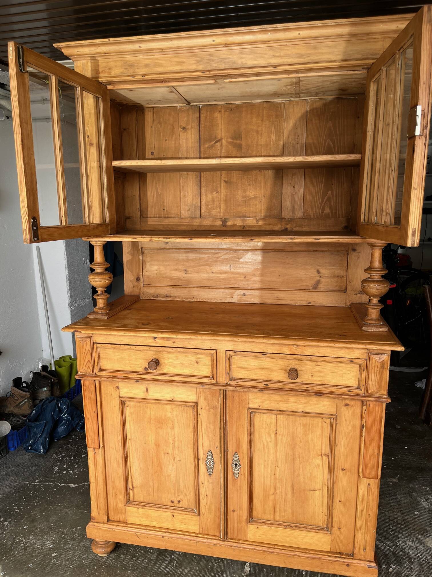 Antique 2-part pine sideboard