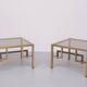 Pair Brass square side tables Belgo Chrome 1970s Belgium