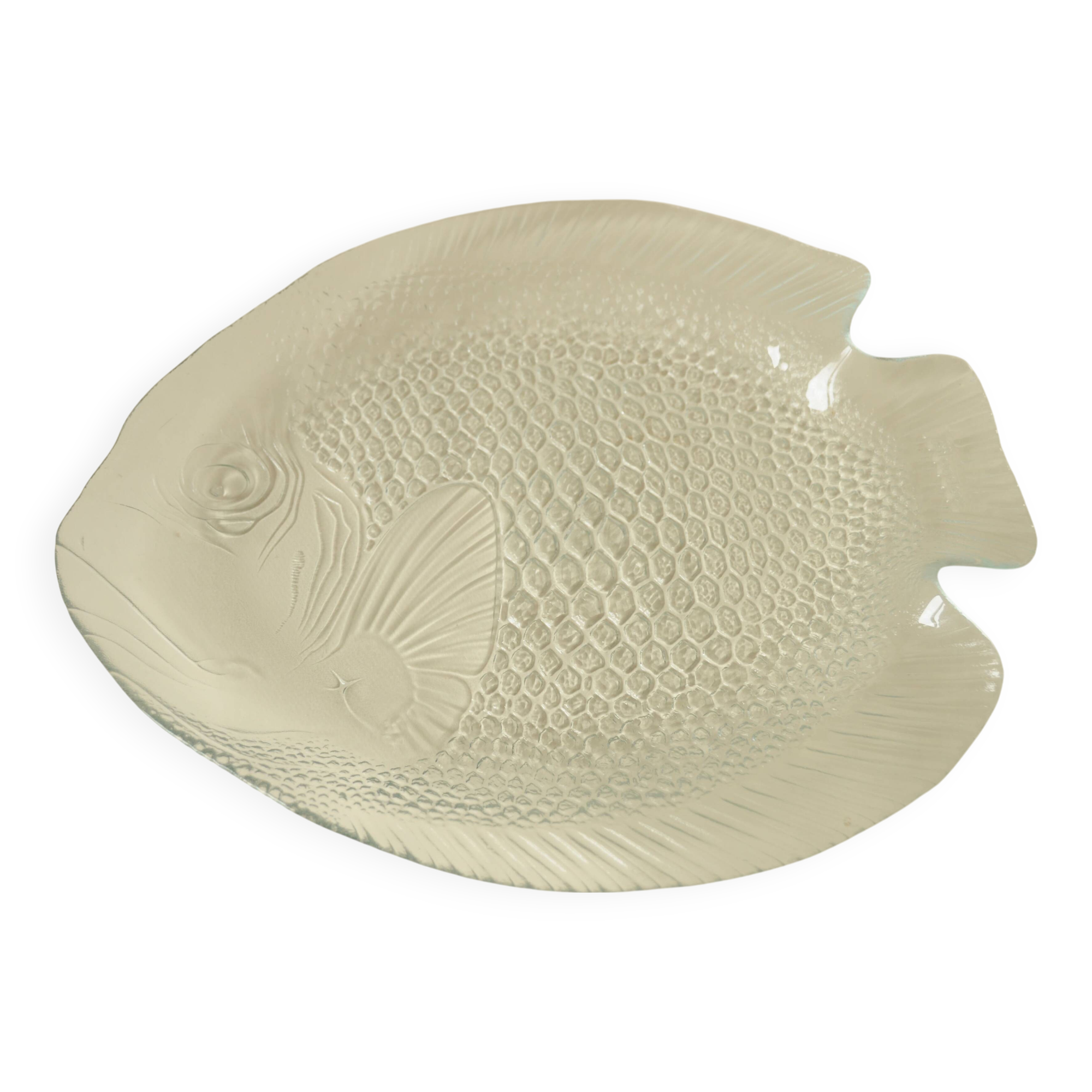 Vintage clear glass fish dish - retro tableware