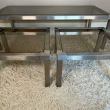 70s design brushed steel coffee table and nesting tables