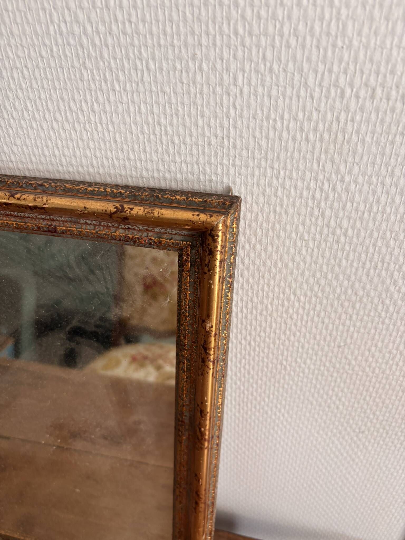 Vintage Square Mirror with Gilded Wood Frame by Sylvain Zonco, Casablanca 1950