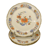 3 Limoges Raynaud porcelain flat plates, Old China Damon decor