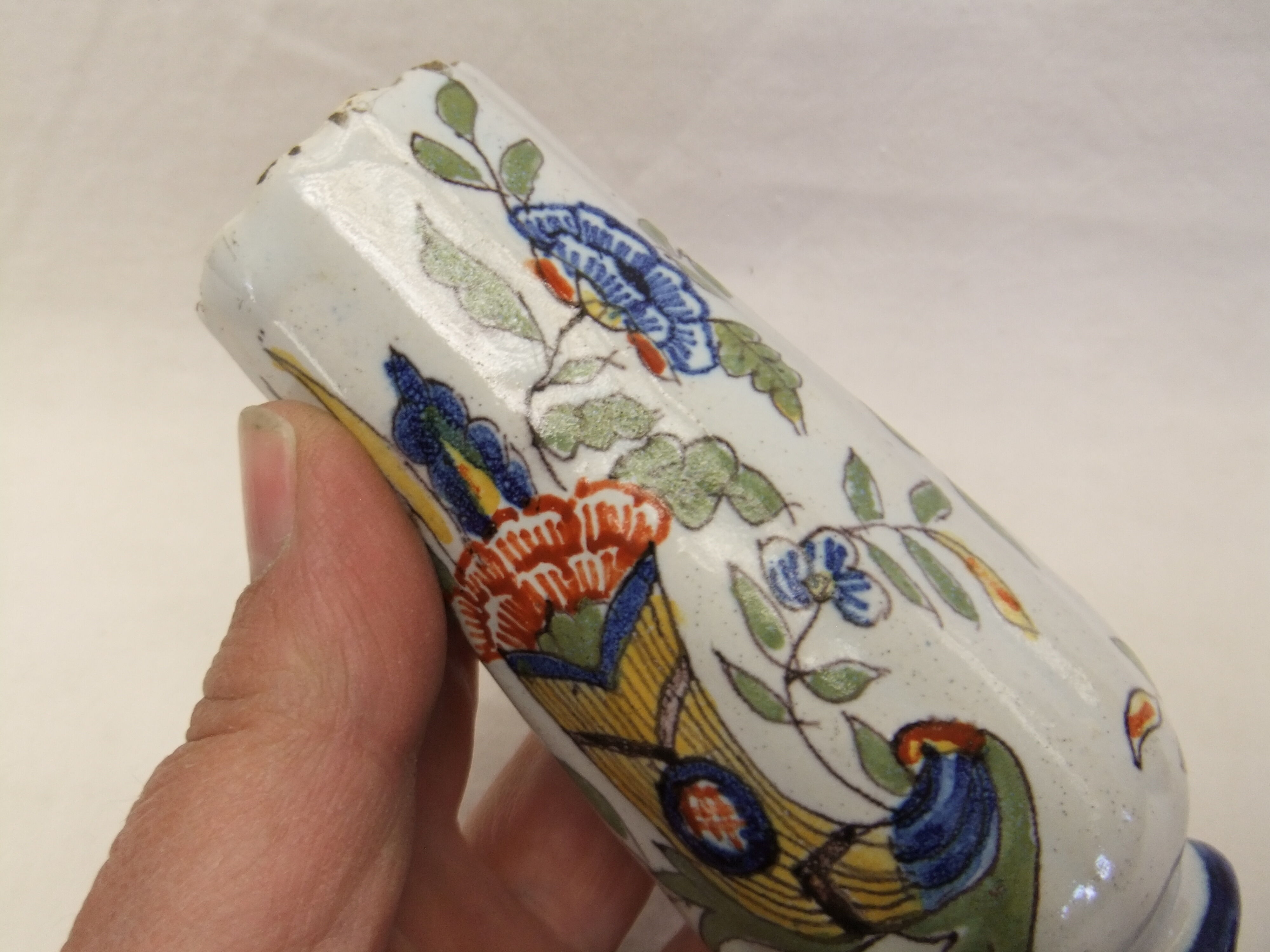 Vase Desvres Fourmaintraux Rouen Molicorne cornucopia of plenty