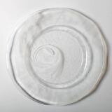 Vintage Swirl Design Glass Platter / Minimalist White Centerpiece / Italy