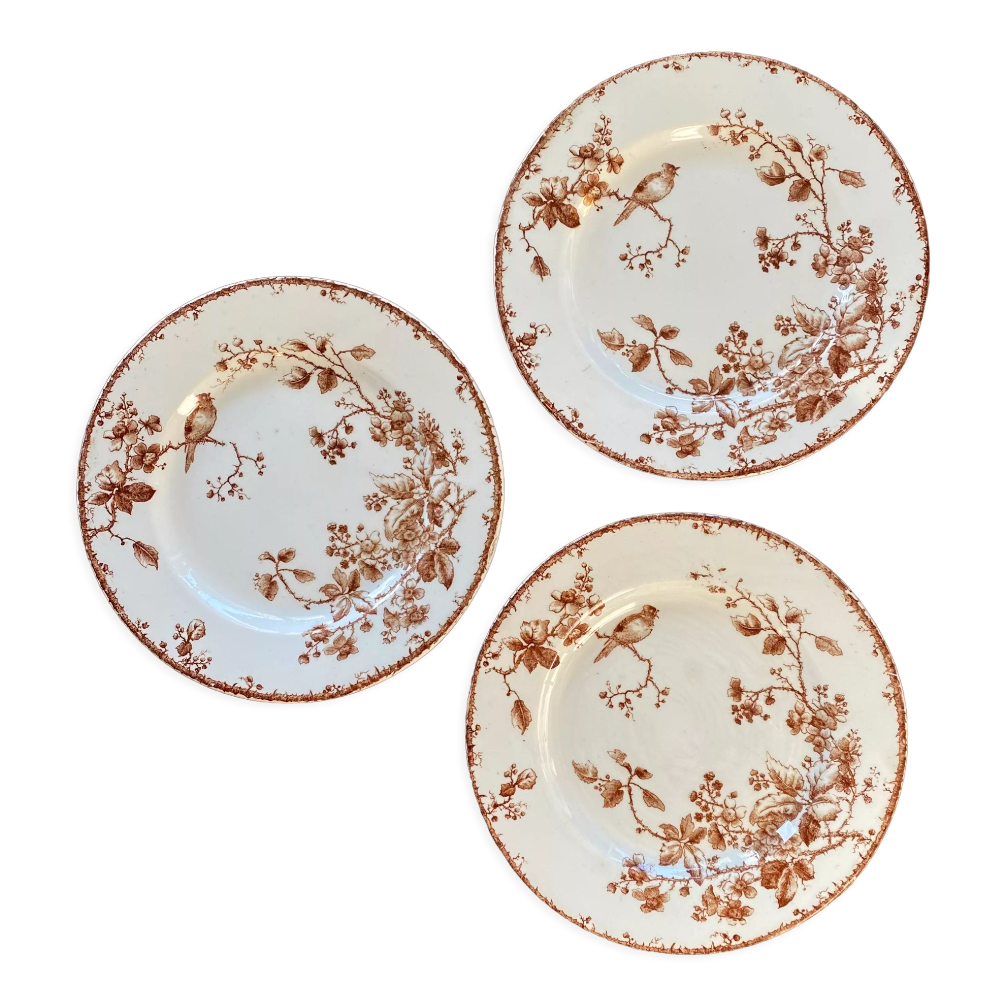 Fauvette plate, Gien x3