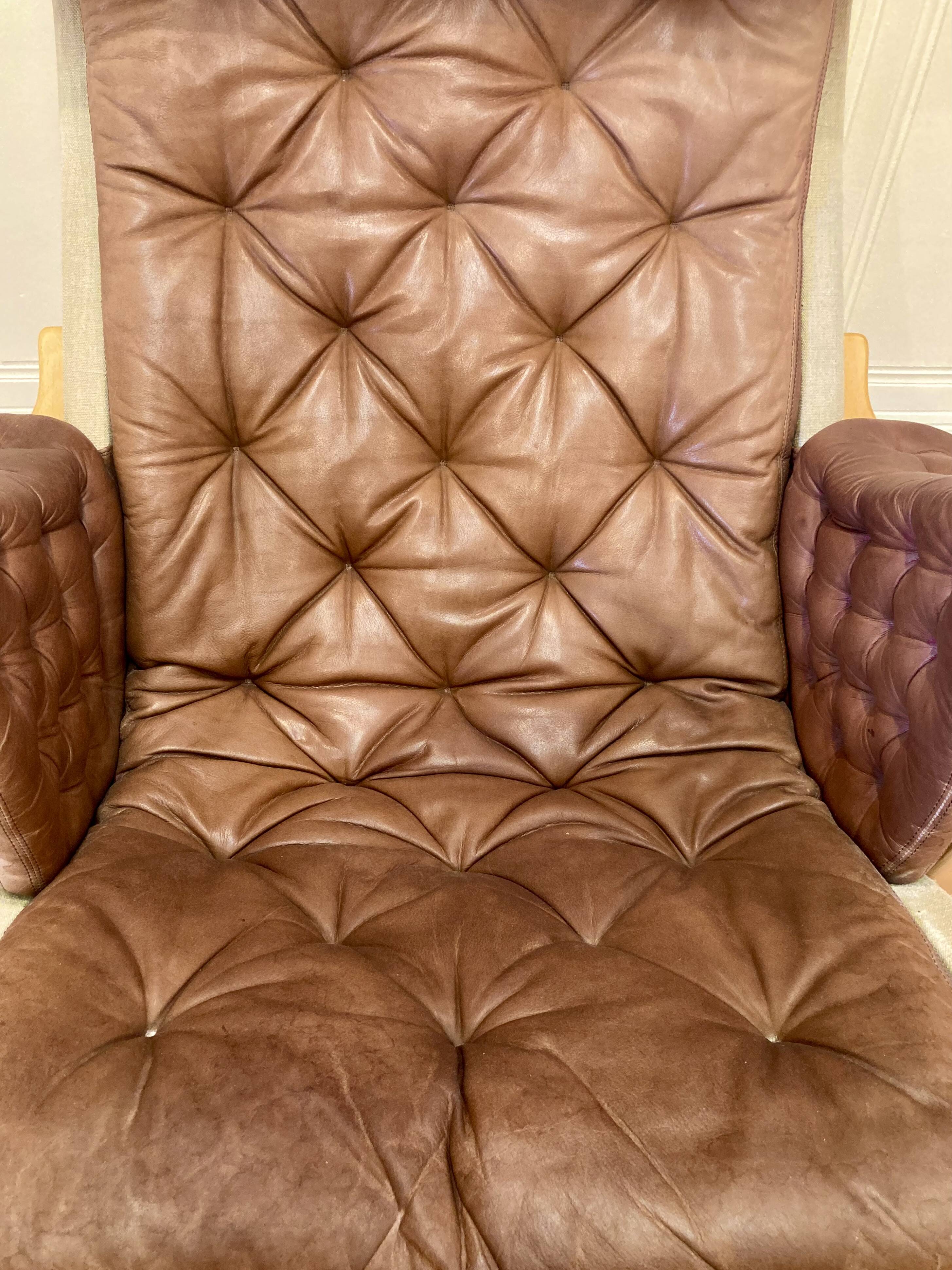 "Pernilla" leather armchair "Bruno Mathsson" 1960.