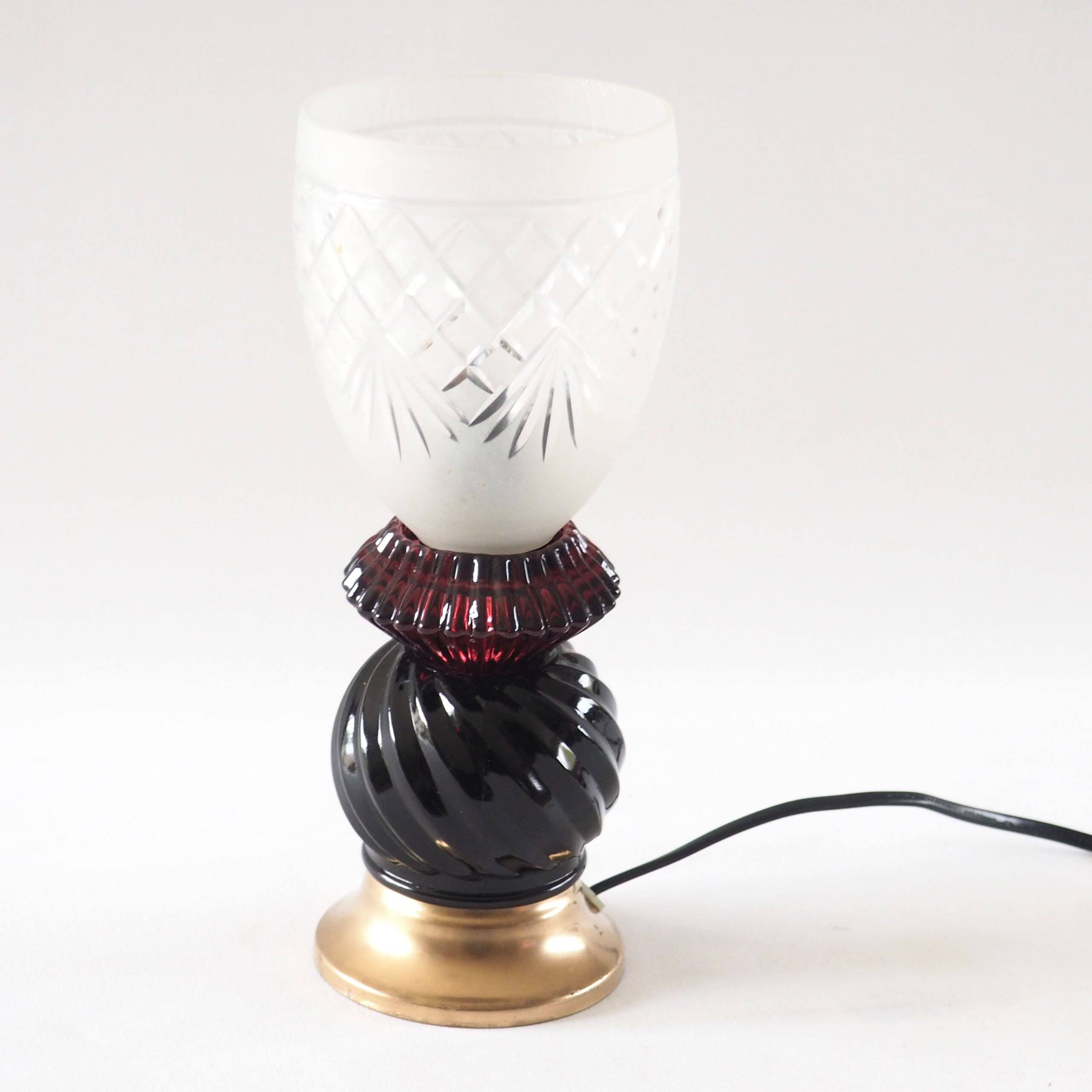 Aubergine crystal art deco lamp