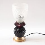 Aubergine crystal art deco lamp
