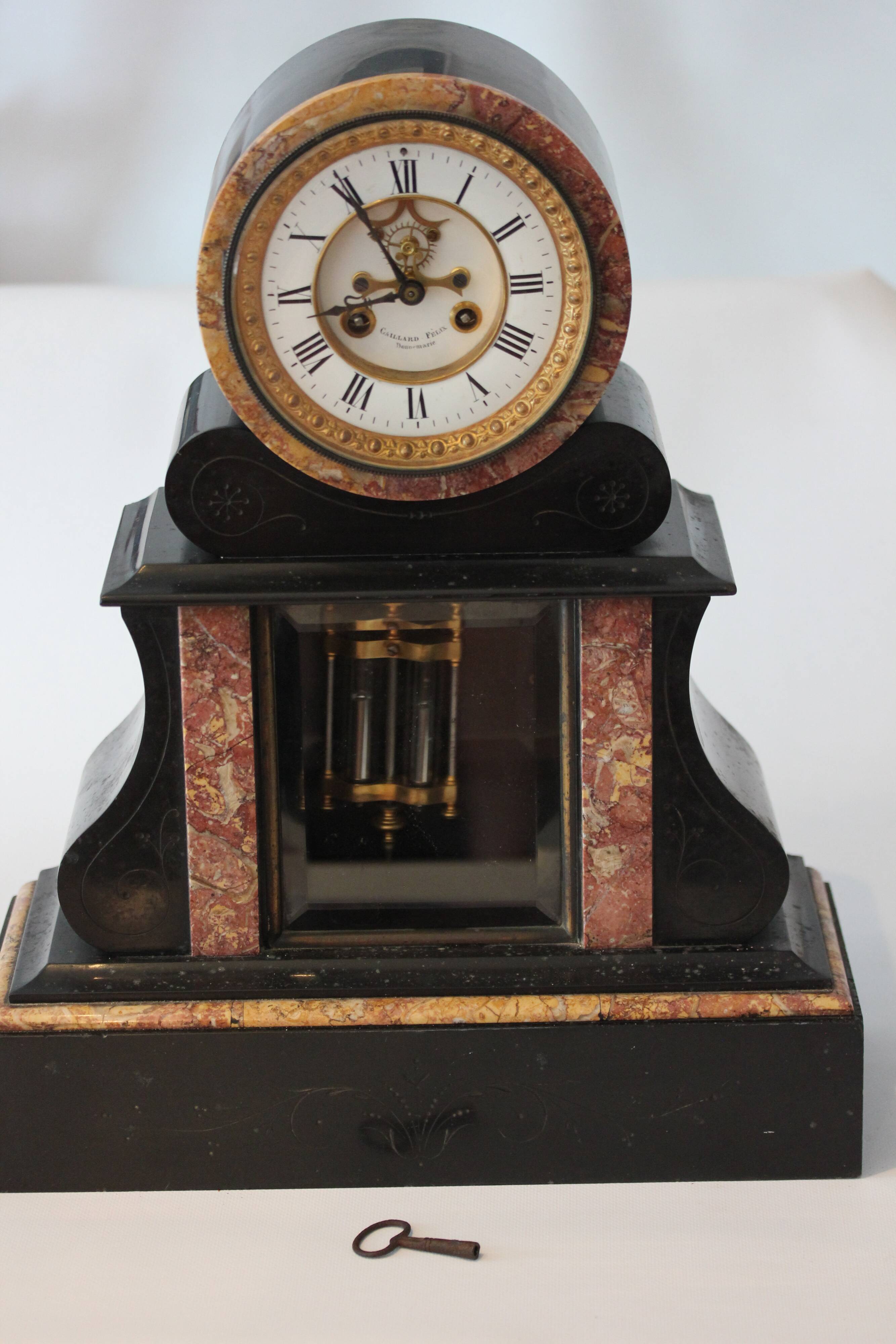 Old notary clock brocot movement and pendulum 2 bulbs 19th