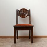Ensemble de six chaises à manger art déco en chêne Français (6)
