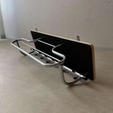 Vintage coat rack 1960s chrome black wall rack