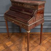 Mahogany cylinder desk nineteenth style Louis XVI red marble