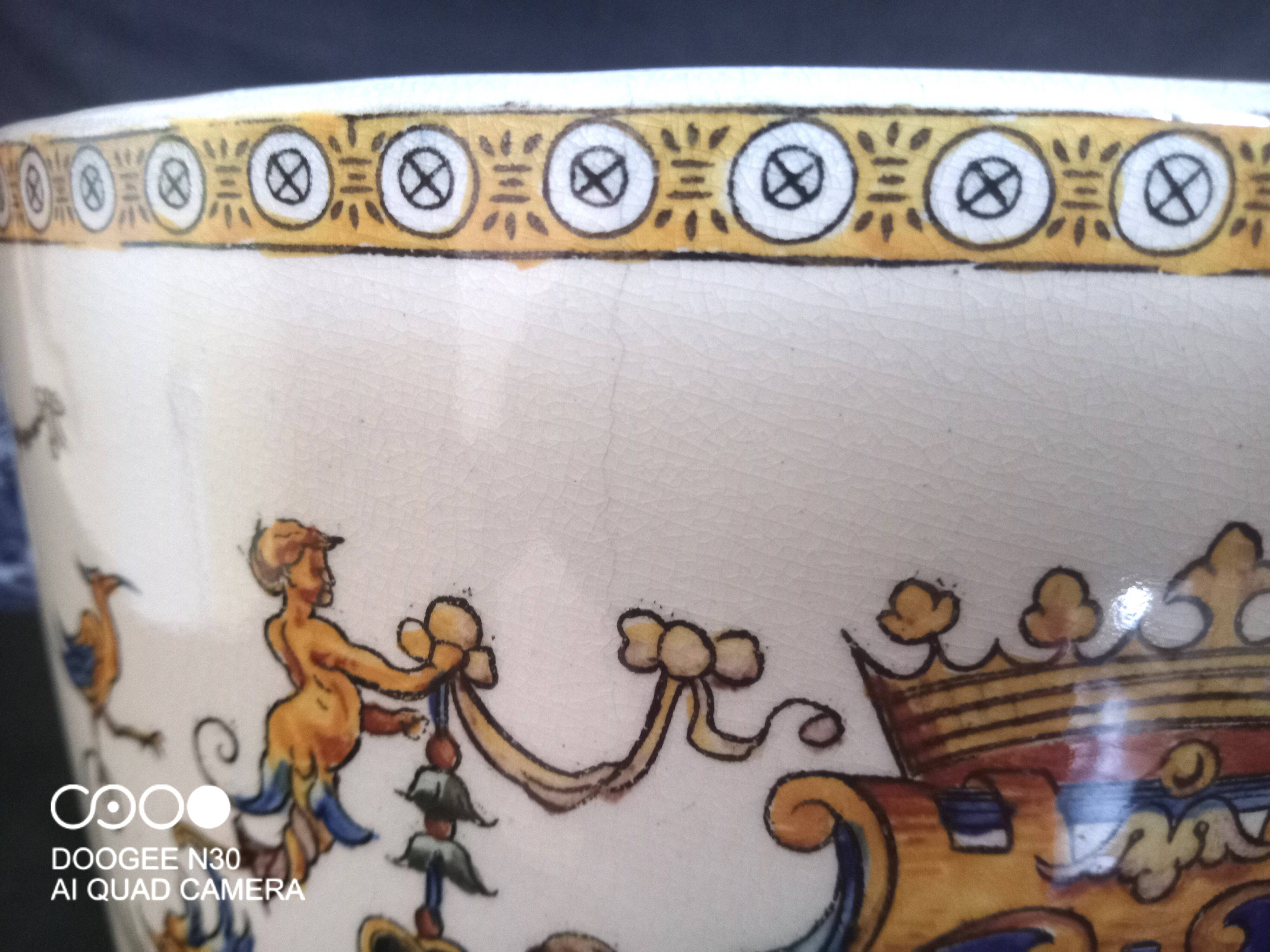 Renaissance Cache Pot in earthenware from Gien, year 1875