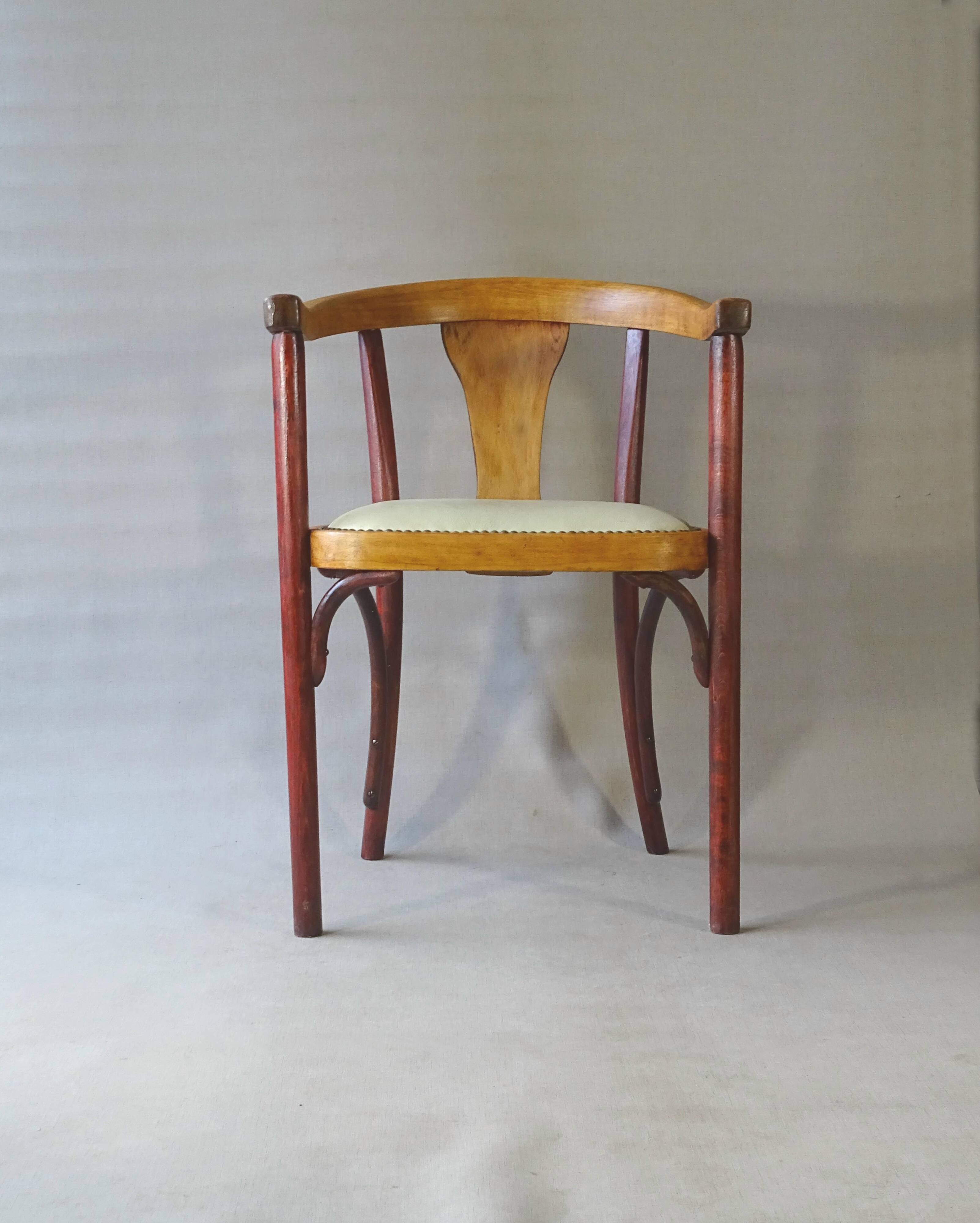 Thonet Art Deco armchair 1930, No. A 967 F, leather saddle.