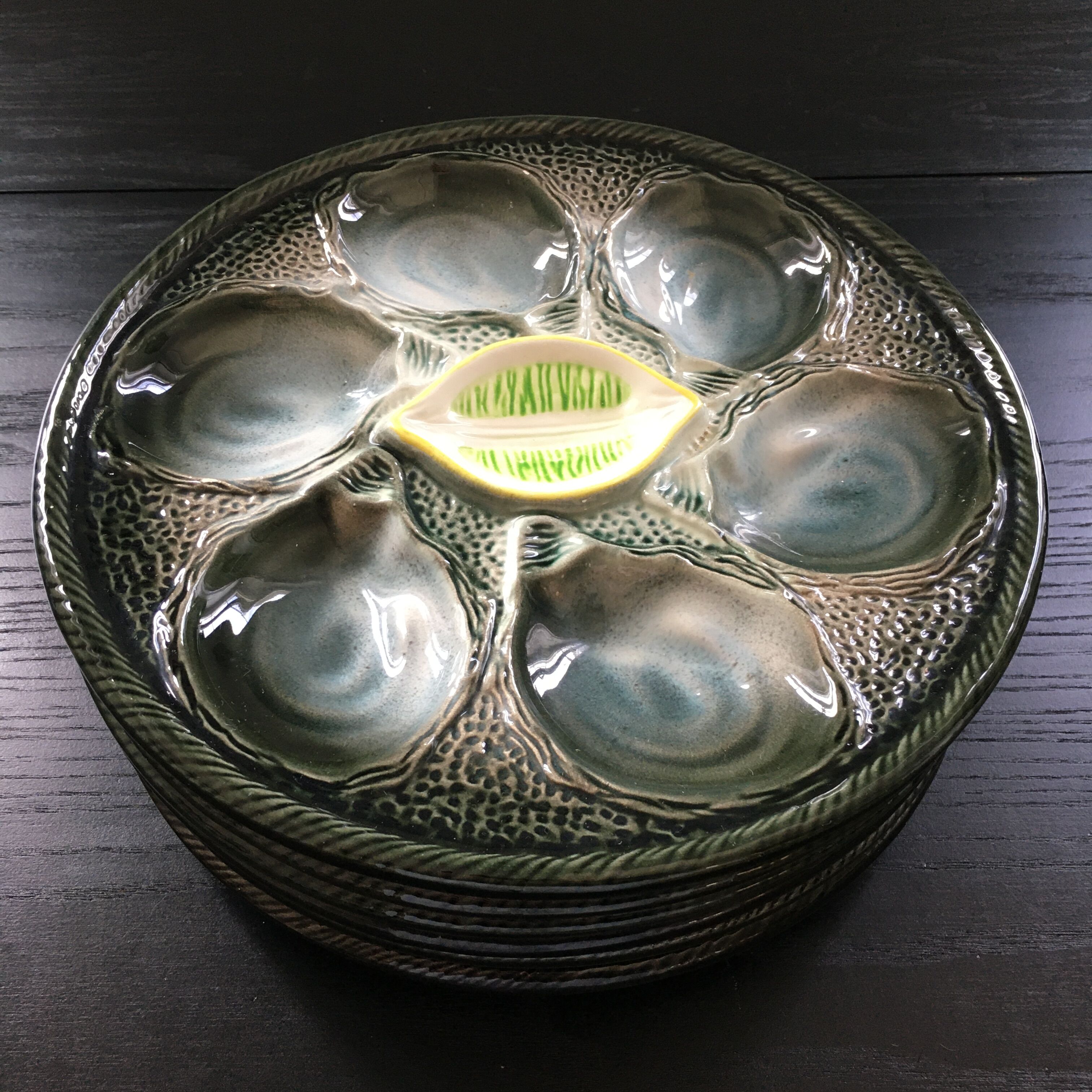 Lot de 6 assiettes à huîtres St Clément