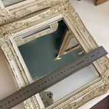 Set of two pretty mirrors in white, beige, and gold tones. Bohemian
