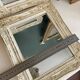 Set of two pretty mirrors in white, beige, and gold tones. Bohemian
