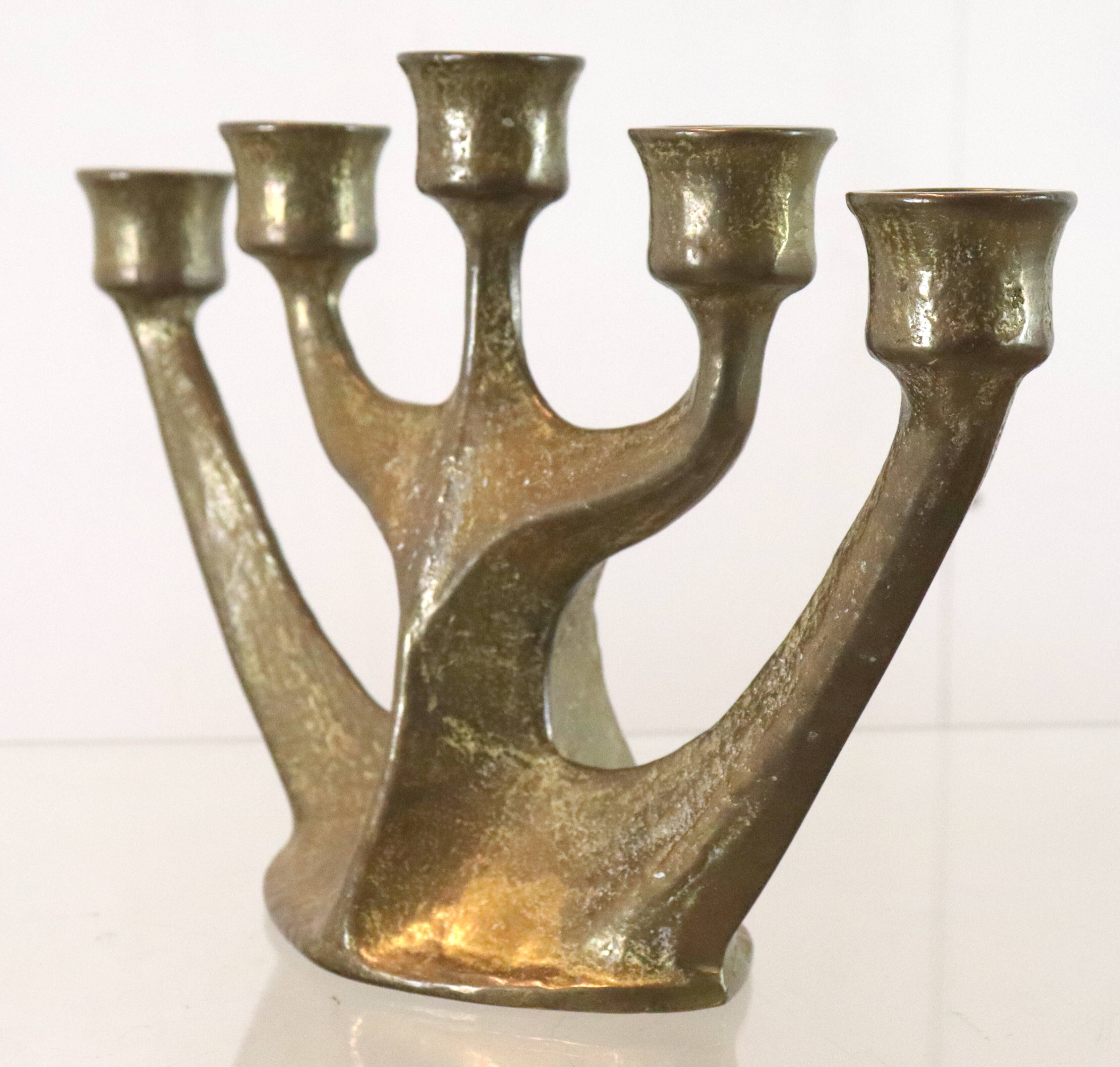 Brass brutalist candlestick from Horst Dalbeck