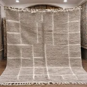 Thick Berber rug in wool – Soft Ivory Grid